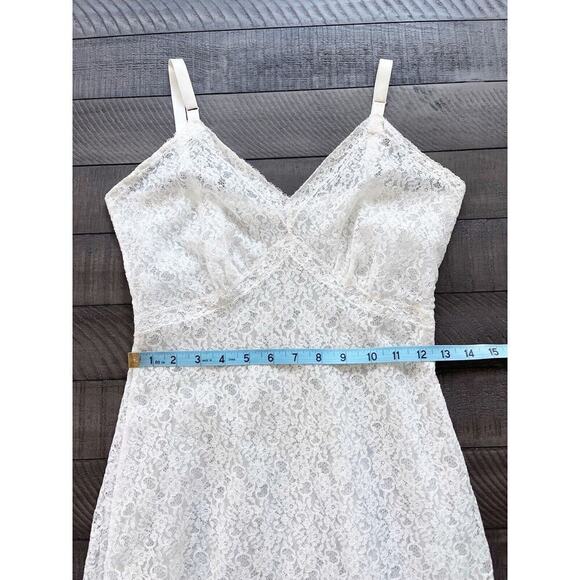 Vintage 50s BEAUTY Dress SLIP Nylon FULL IVORY LACE Lace 32 34 XS S Lingerie - Picture 10 of 15
